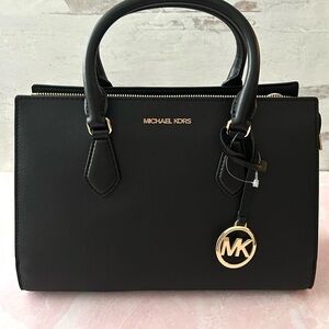 Michael Kors Black Satchel with Gold Accents